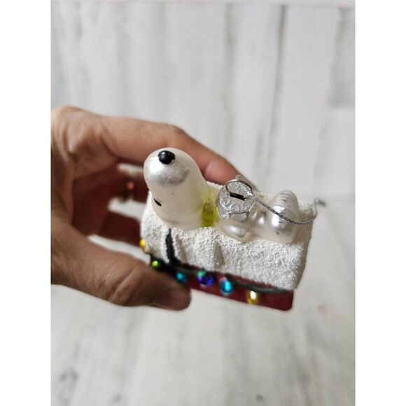 Glass Snoopy dog house ornament Xmas tree light up - Picture 11 of 16